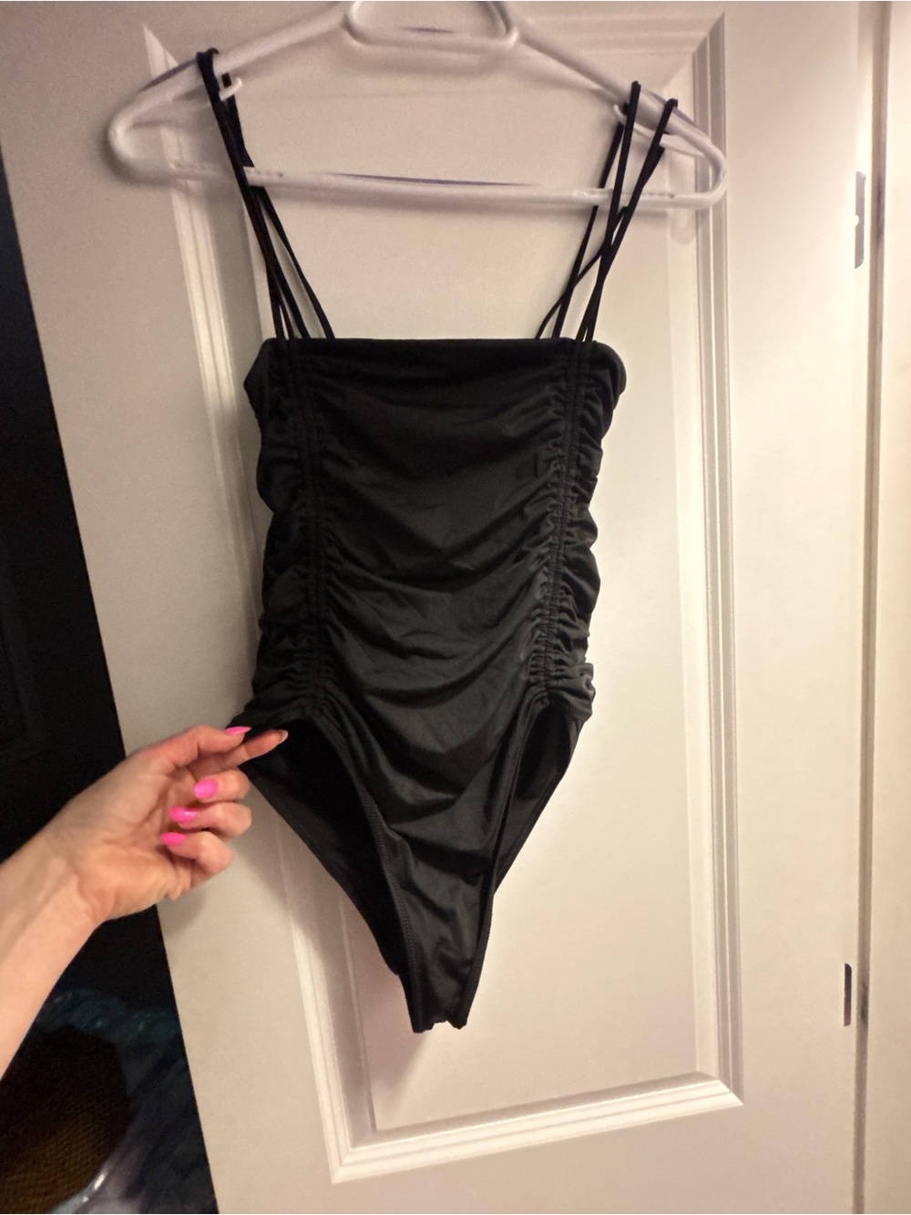 H&M Black Ruched One-Piece Swimsuit